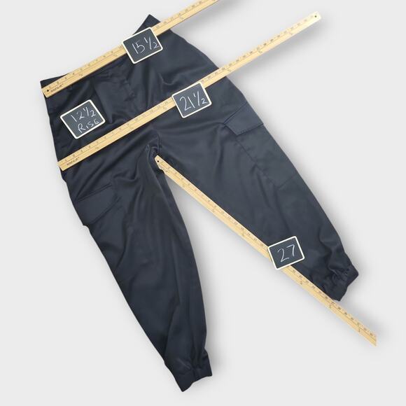 Gabrielle Union Black Satin Cargo Jogger Pants Womens 8 Relaxed Dressy N… - Picture 4 of 13